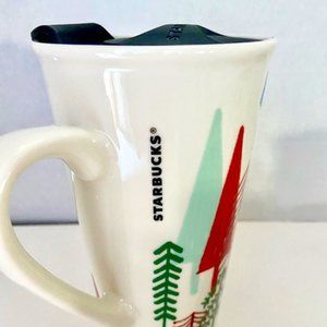 Starbucks Holiday Ceramic Travel Coffee Mug w/Lid